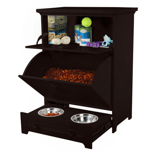 PetEssentials Feeder Cabinet with Storage - Brown - Shopinapets