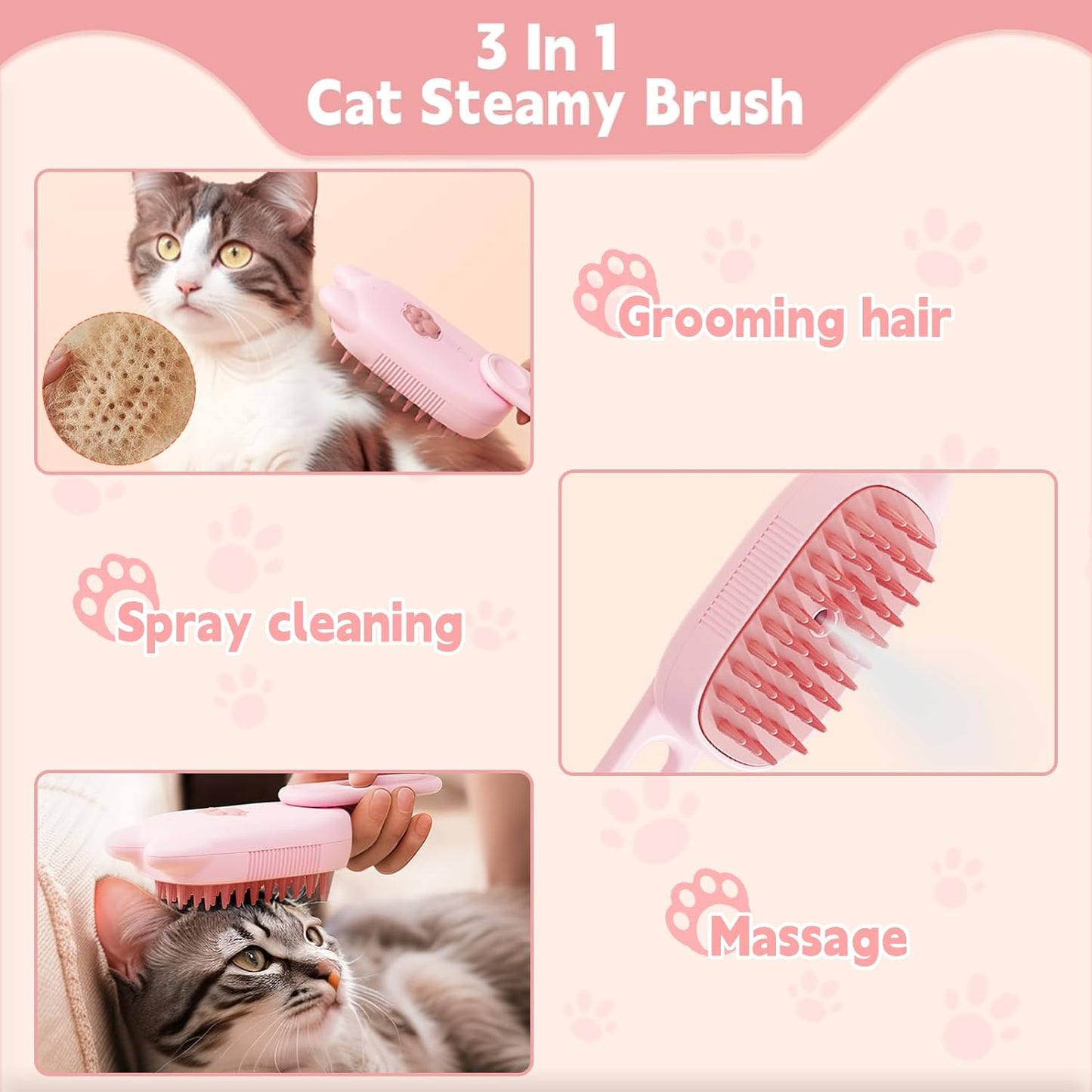 3-in-1 Pet Steam Brush for Dogs and Cats - Shedding Massage, Grooming, Water Sprayer - Shopinapets 3-in-1 Pet Steam Brush for Dogs and Cats - Shedding Massage, Grooming, Water Sprayer Shopinapets #