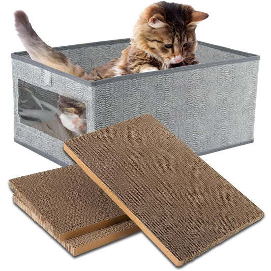 Kichwit Dual-Sided Cat Scratcher with Box, 3-Pack - Shopinapets