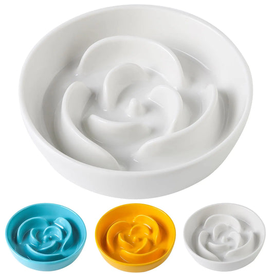 Puppy Pace Feeder 1.5 Cup - Ceramic Slow Eating Dog Bowl - Shopinapets