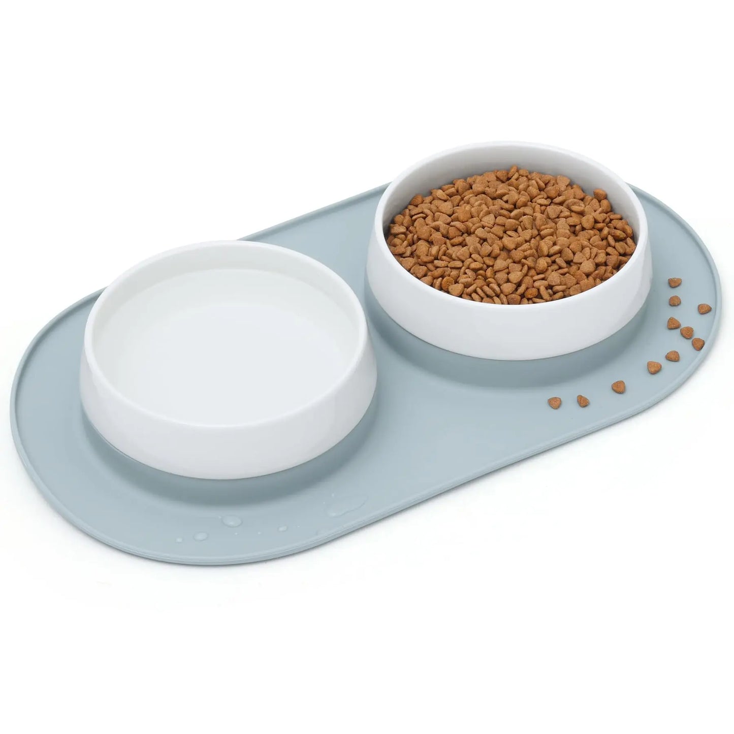 Ceramic Pet Bowl & Silicone Mat Set - Non-Slip, 27oz - Shopinapets