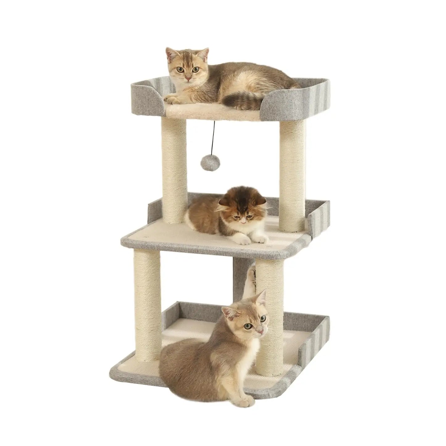 Sturdy Multi-Level 28in Cat Tree with Four Sisal Posts - Shopinapets