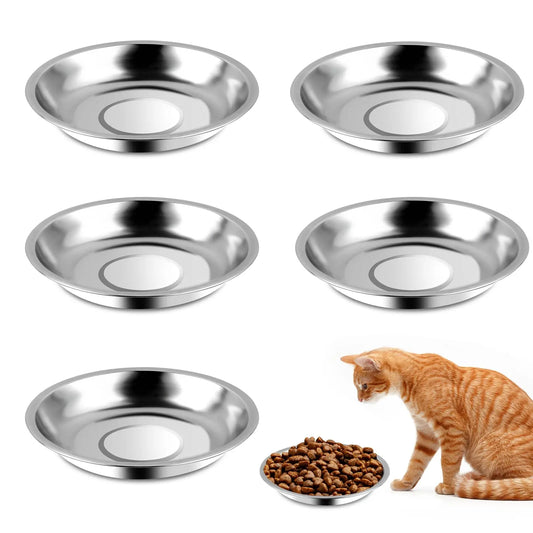 5-Pack Stainless Steel Shallow Cat Bowls