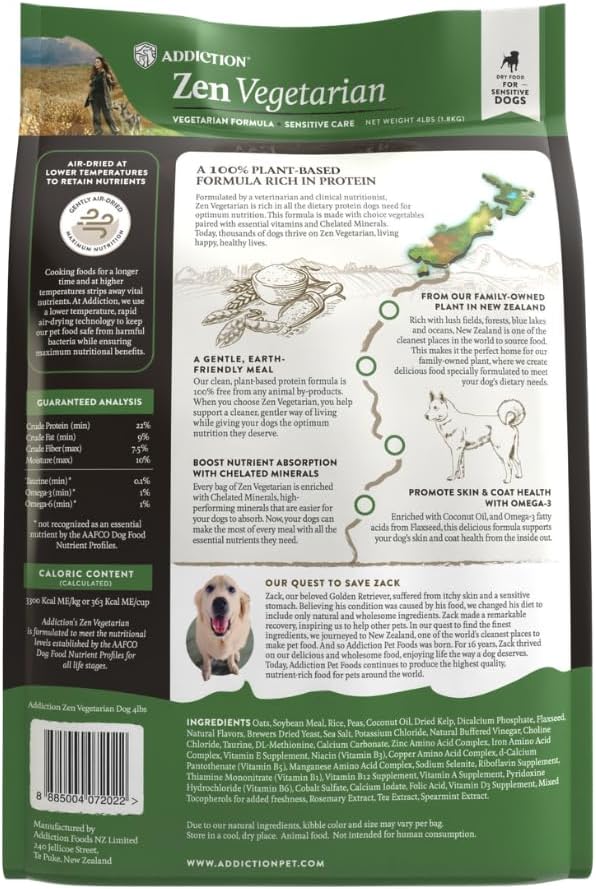 Addiction Zen Vegetarian Dry Dog Food Rich in Isoflavones and Antioxidants Vegetarian Dog Food 20lb - Shopinapets Addiction Zen Vegetarian Dry Dog Food Rich in Isoflavones and Antioxidants Vegetarian Dog Food 20lb Shopinapets #