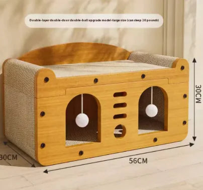 Cat House Luxury Double Layer - Shopinapets The Cat House Luxury Double Layer is the perfect cozy and stylish retreat for your feline companion. Featuring soft cushions and a durable structure, it ensures both comfort and entertainment for your beloved pet. Comes in a variety of colors, with double ball and double door features. Made of corrugated paper and classified as a pet toy. Packing list: Cat nest * 1 Cat House Luxury Double Layer Shopinapets #