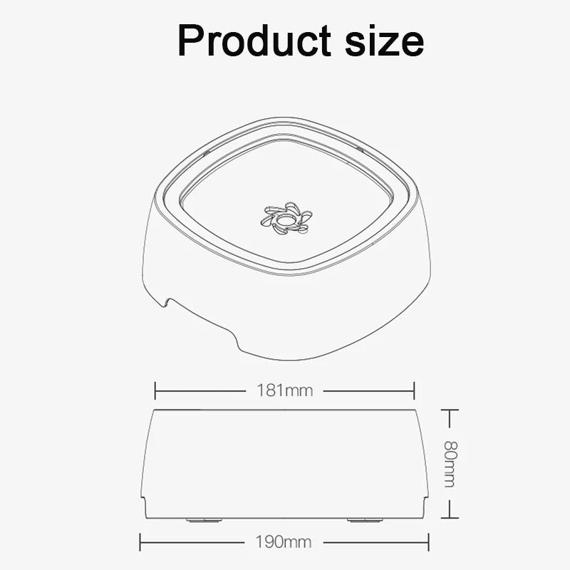 Technical illustration showing the dimensions of a product with top and side views, labeled "Product size."