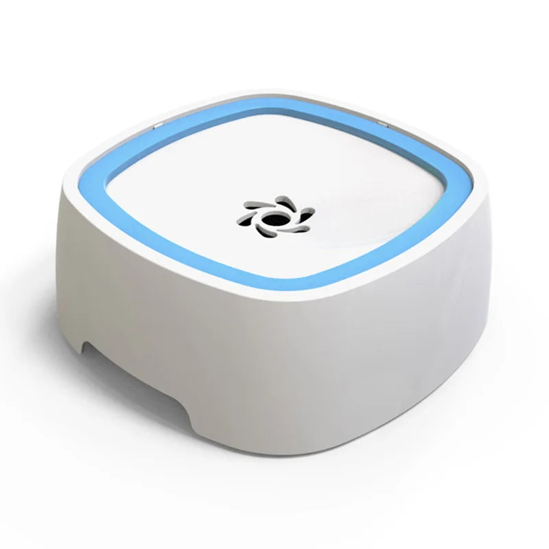 White water bowl with blue accents on a white background.