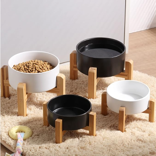 ElevateCeramic Pet Bowl with Wood Stand - Single 28.7OZ - Shopinapets ElevateCeramic Pet Bowl with Wood Stand - Single 28.7OZ Shopinapets #
