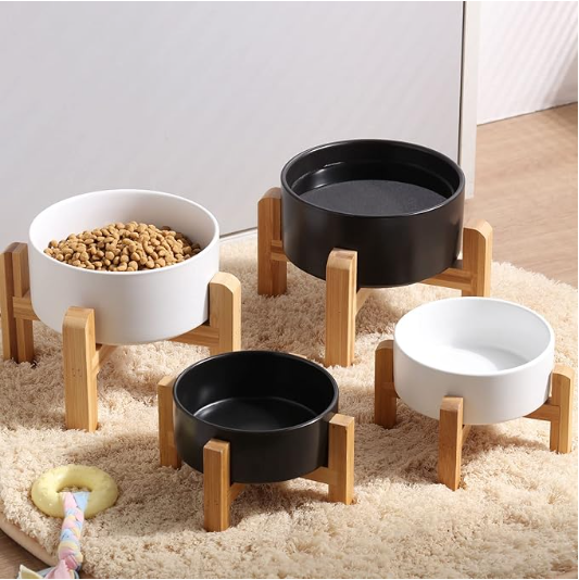 ElevateCeramic Pet Bowl with Wood Stand - Single 28.7OZ - Shopinapets ElevateCeramic Pet Bowl with Wood Stand - Single 28.7OZ Shopinapets #