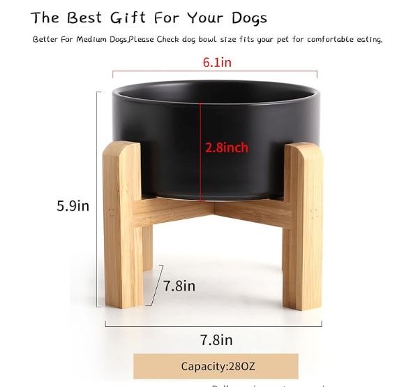 ElevateCeramic Pet Bowl with Wood Stand - Single 28.7OZ - Shopinapets ElevateCeramic Pet Bowl with Wood Stand - Single 28.7OZ Shopinapets #