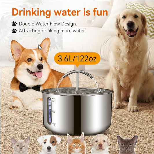 EverFresh Stainless Steel Pet Fountain 3.6L - Shopinapets EverFresh Stainless Steel Pet Fountain 3.6L Shopinapets #