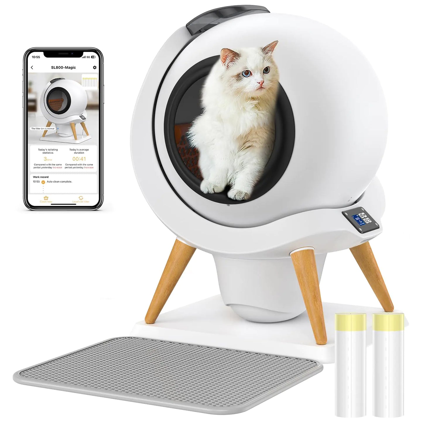 Honey Guaridan Self Cleaning Automatic Cat Litter Box - with 2 Rolls Garbage - Shopinapets Honey Guaridan Self Cleaning Automatic Cat Litter Box - with 2 Rolls Garbage Shopinapets #