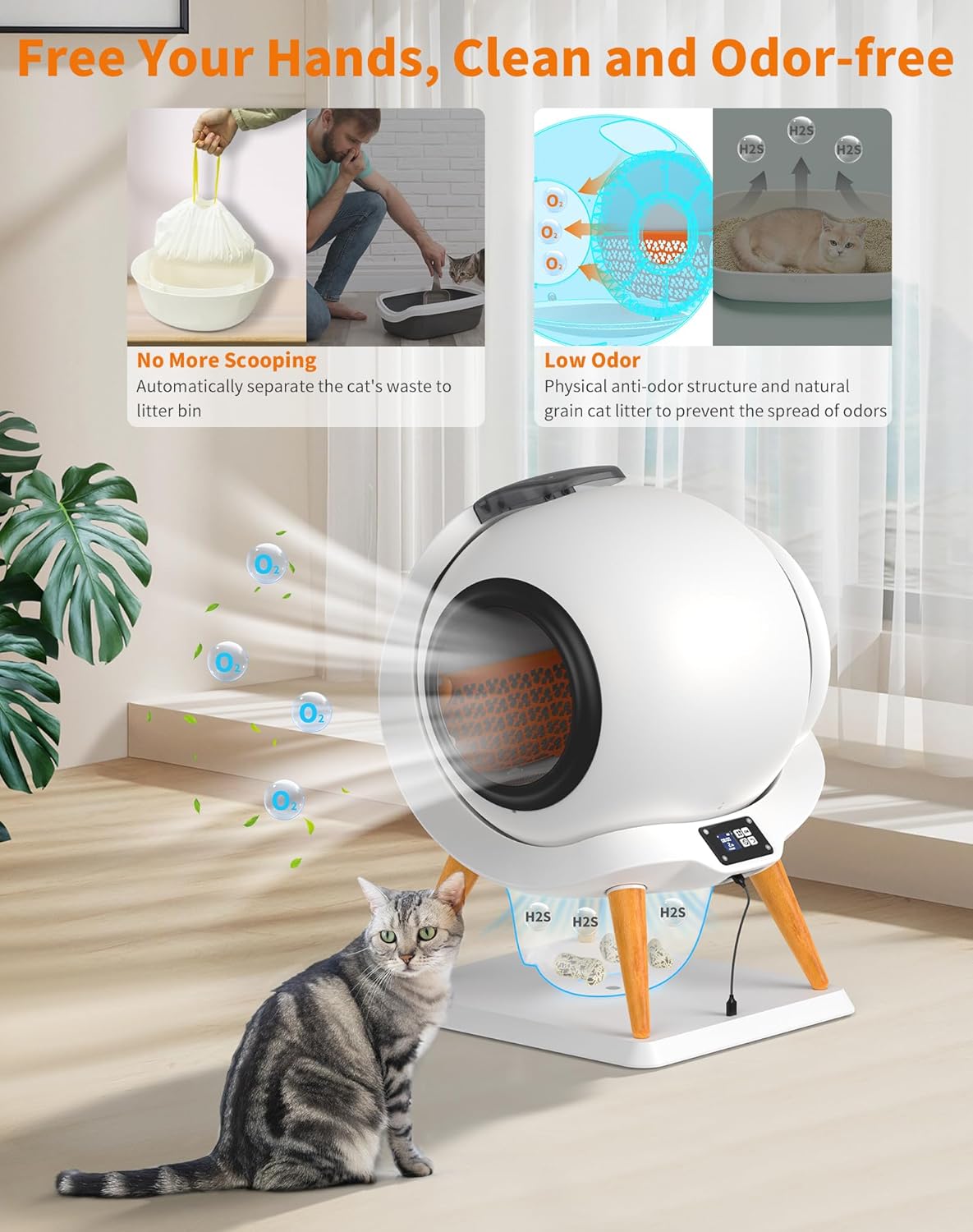 Honey Guaridan Self Cleaning Automatic Cat Litter Box - with 2 Rolls Garbage - Shopinapets Honey Guaridan Self Cleaning Automatic Cat Litter Box - with 2 Rolls Garbage Shopinapets #