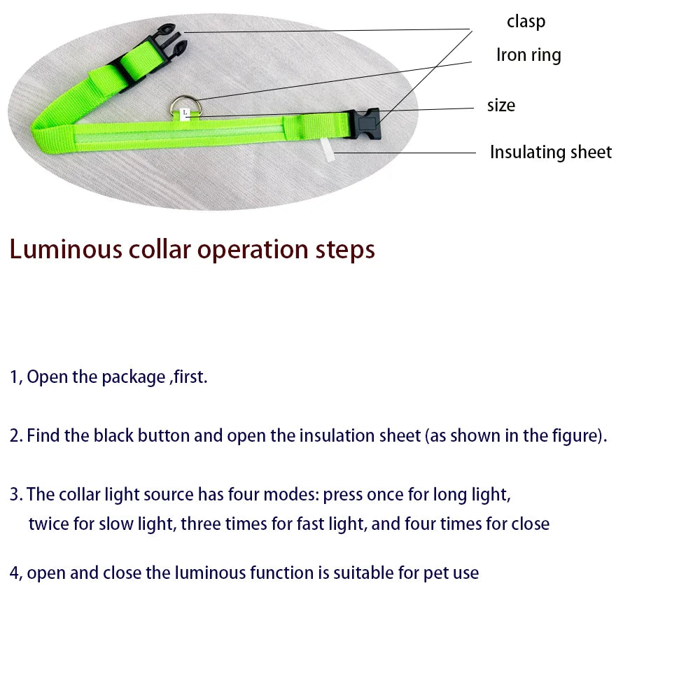 Luminous Dog Leash - Night Safety Flashing Glow - Shopinapets This nylon leash ensures your dog's safety without any highly concerned chemicals. The basic collar design is suitable for all dogs, making it a reliable and practical choice. Luminous Dog Leash - Night Safety Flashing Glow Shopinapets #
