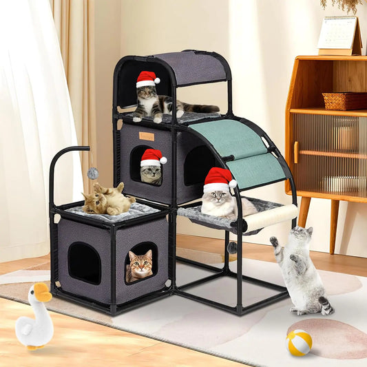 Modern Cat Tower Condo - 42" Indoor with Hammock - Shopinapets Modern Cat Tower Condo - 42" Indoor with Hammock Shopinapets #