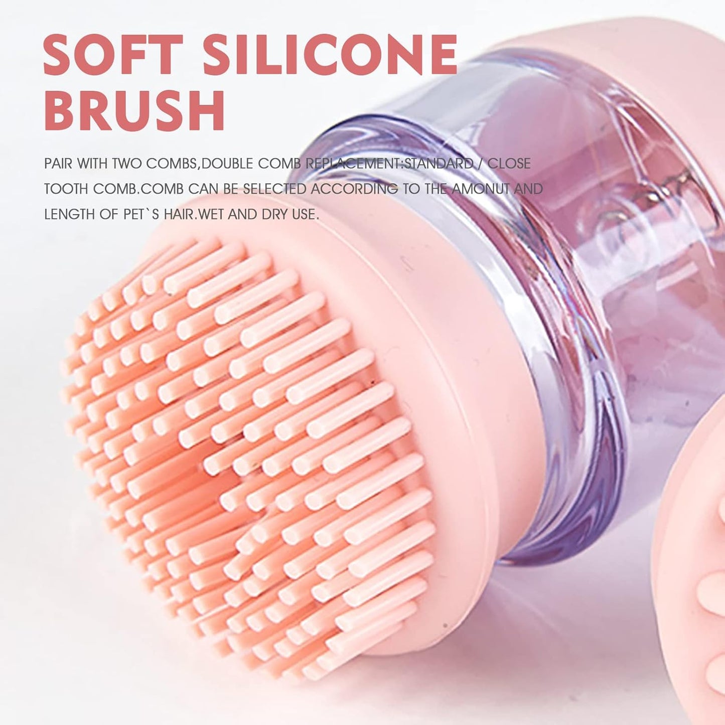 Pet Bath Brush - Silicone Grooming Brush with Shampoo Dispenser, Double Brush Head - Shopinapets Pet Bath Brush - Silicone Grooming Brush with Shampoo Dispenser, Double Brush Head Shopinapets #