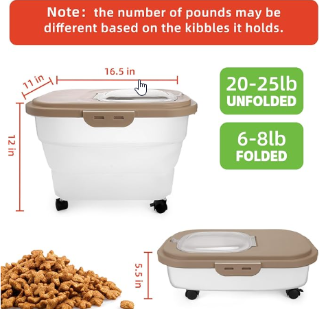 PetChamp Collapsible Airtight Food Bin 20lb - Shopinapets PetChamp Collapsible Airtight Food Bin 20lb Shopinapets #