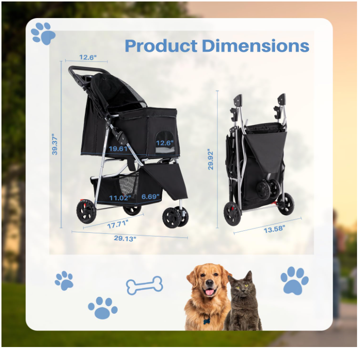 PetJoy Foldable Stroller for Small Pets - Shopinapets PetJoy Foldable Stroller for Small Pets Shopinapets #