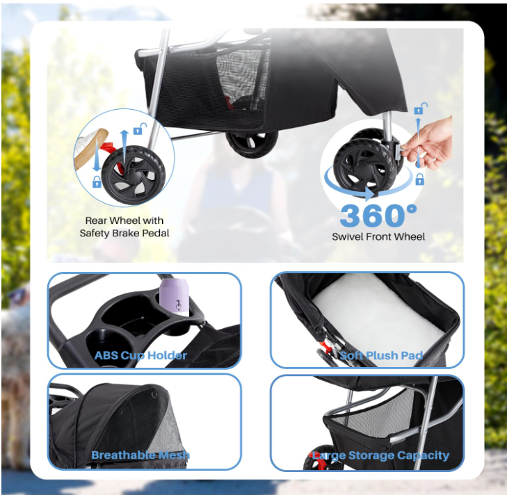 PetJoy Foldable Stroller for Small Pets - Shopinapets PetJoy Foldable Stroller for Small Pets Shopinapets #