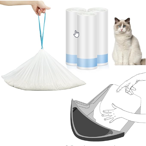 Self-Cleaning Litter Box Drawstring Bags 90ct - Shopinapets Self-Cleaning Litter Box Drawstring Bags 90ct Shopinapets #