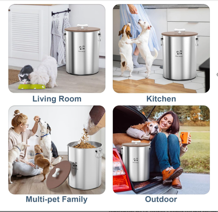 Stainless Steel Airtight Dog Food Containers with Wooden Lid - 2PK 24-25 Lbs total 50 lbs - Shopinapets Stainless Steel Airtight Dog Food Containers with Wooden Lid - 2PK 24-25 Lbs total 50 lbs Shopinapets #