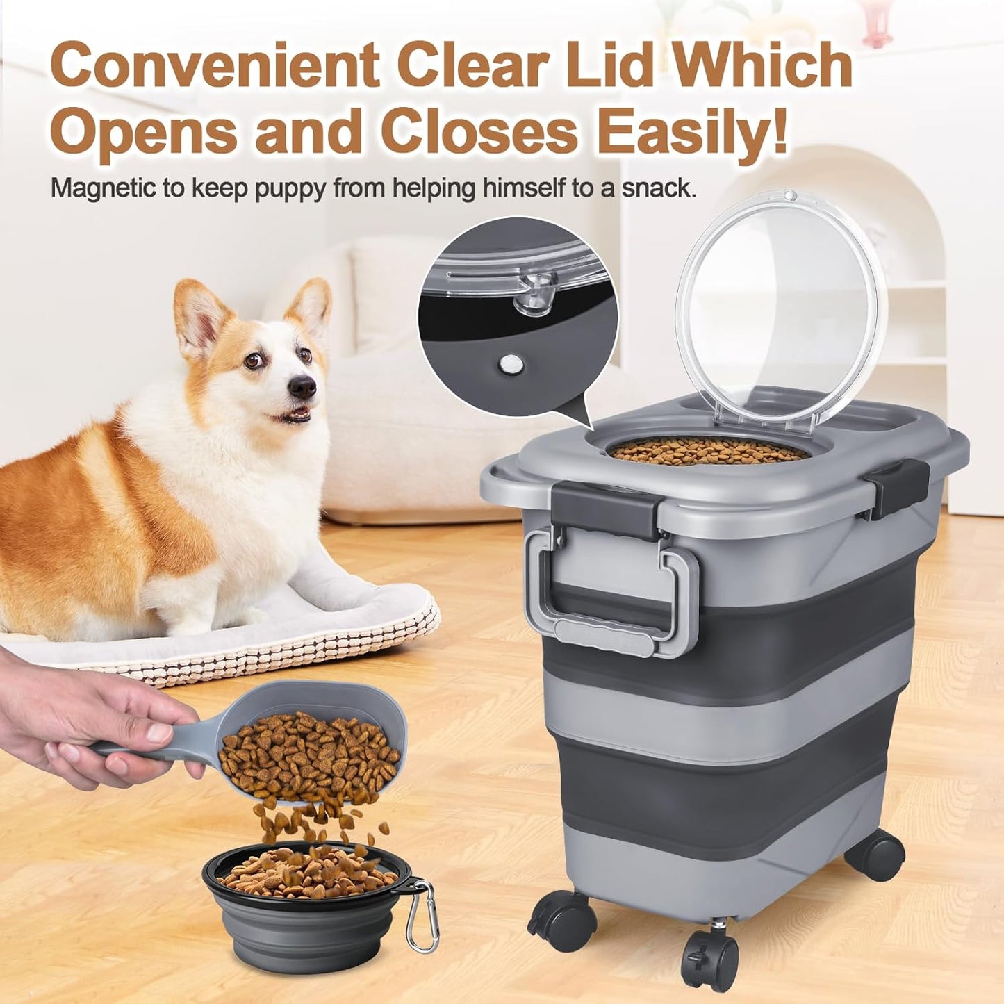 TIOVERY Pet Food Keeper 10-25 lbs with Wheels - Shopinapets TIOVERY Pet Food Keeper 10-25 lbs with Wheels Shopinapets #