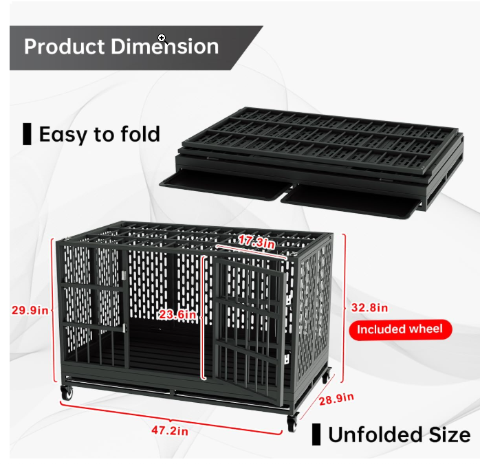 The Snuowu Heavy Duty Dog Crate with Wheels-foldable - Shopinapets The Snuowu Heavy Duty Dog Crate with Wheels-foldable Shopinapets #