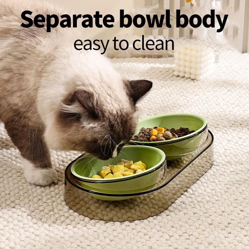 Transparent Dual Cat Bowl for Drinking and Eating - Suitable for Cats - Shopinapets Transparent Dual Cat Bowl for Drinking and Eating - Suitable for Cats Shopinapets #