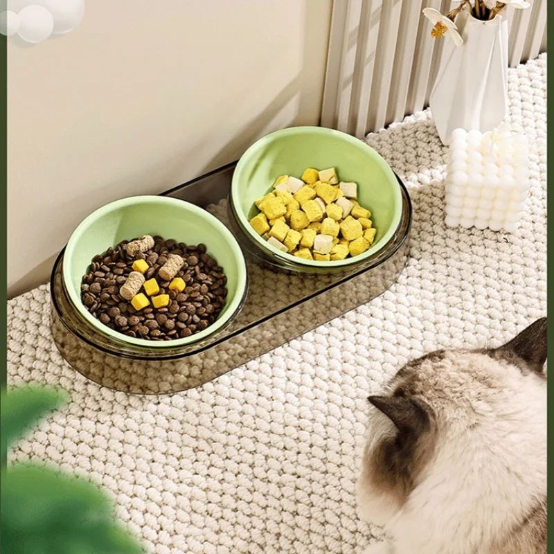 Transparent Dual Cat Bowl for Drinking and Eating - Suitable for Cats - Shopinapets Transparent Dual Cat Bowl for Drinking and Eating - Suitable for Cats Shopinapets #