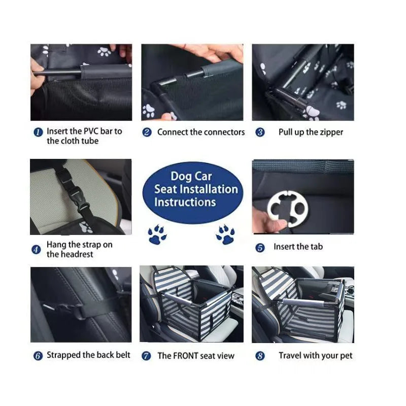 Travel Dog Car Seat - Waterproof Pet Dog Carriers Bag - Shopinapets Dog Car Seat made with a waterproof and durable 900D Oxford and PVC material, this Pet Dog Car Seat is the perfect travel accessory for both cats and dogs. Designed to fit universal dog breeds, it measures 39*39*27cm and includes important safety features for your beloved pet. Travel Dog Car Seat - Waterproof Pet Dog Carriers Bag Shopinapets #