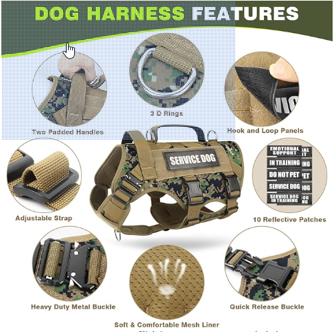 WINSEE Tactical No-Pull Dog Harness Kit with Leash and Patches - Shopinapets WINSEE Tactical No-Pull Dog Harness Kit with Leash and Patches Shopinapets #