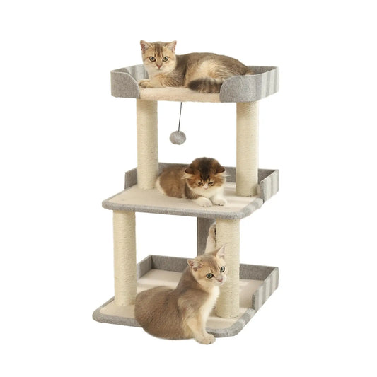 Sturdy Multi-Level 28in Cat Tree with Four Sisal Posts - Shopinapets