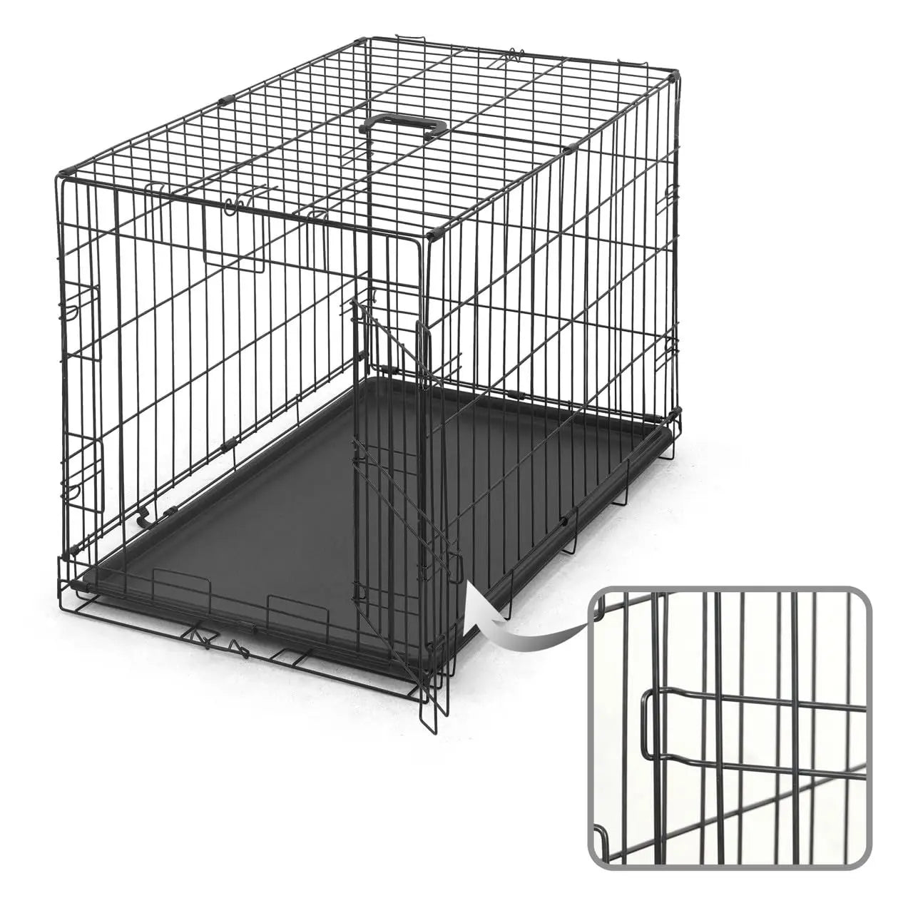 CAPHAUS Foldable Metal Dog Kennel with Divider and Lock - Shopinapets