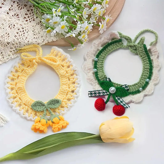 2-Pack Stylish Crochet Cat Collars