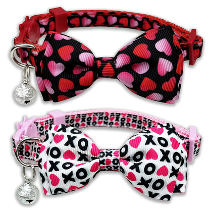 Valentine's Day Dual Cat Collar Set with Charms - Shopinapets