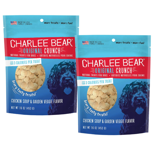 Charlee Bear Crunchy Training Treats for Small Dogs - Chicken & Veggie 16oz Twin Pack