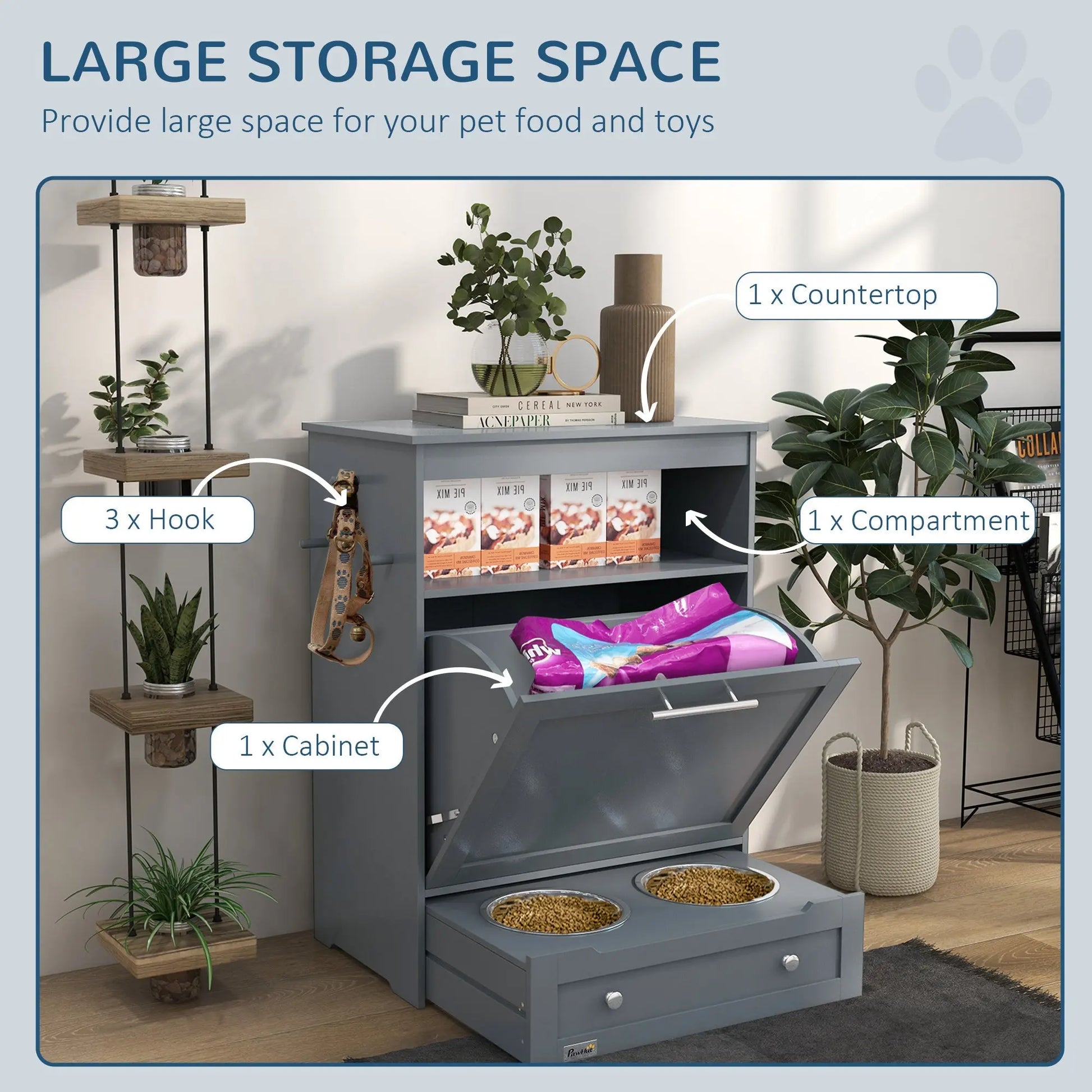 PawHut Pet Feeder Locker & Food Storage - Shopinapets