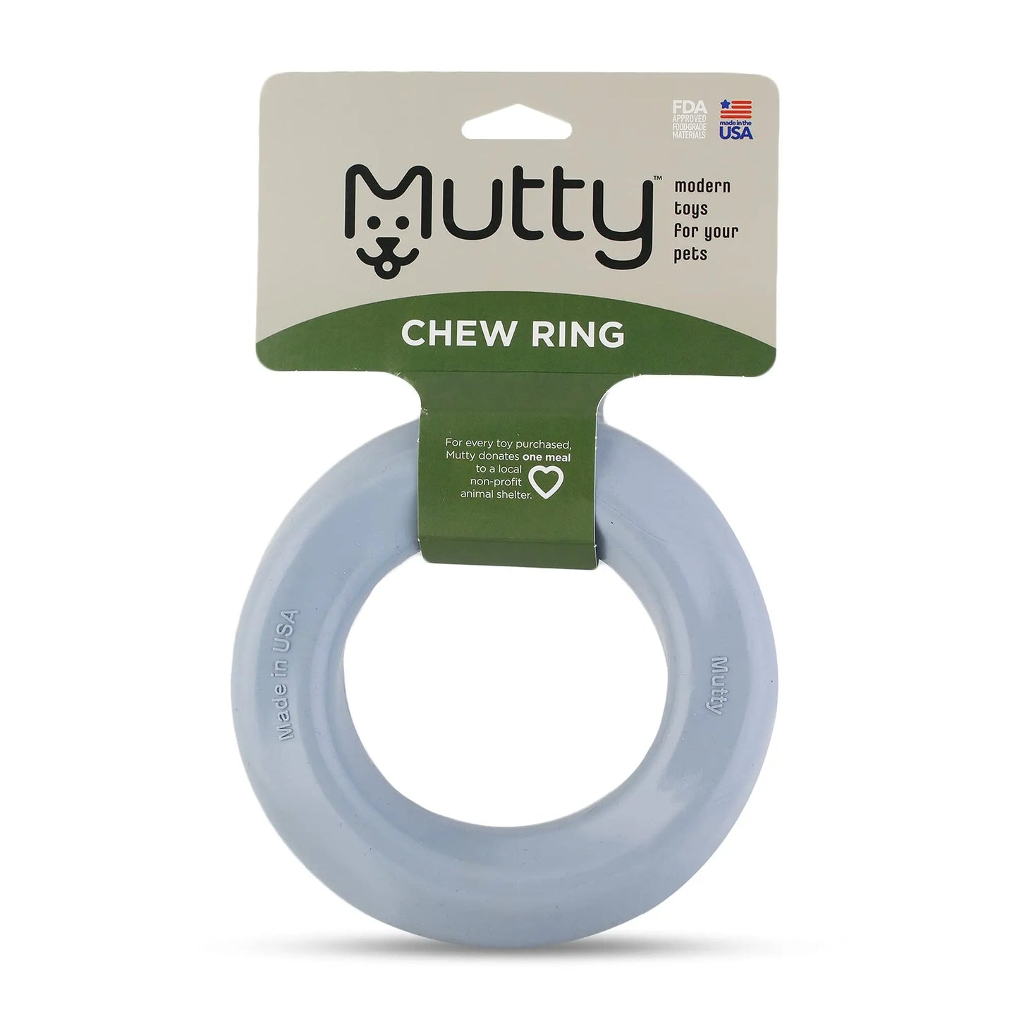 USA-Made Chewy Ring - Toy Donates Meals to Shelters - Safe & Durable