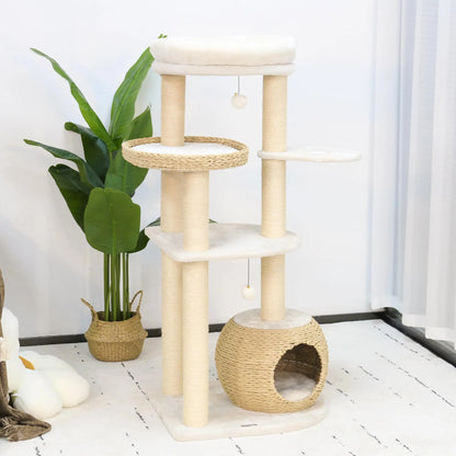 KAMABOKO Elite 53" Feline Oasis with Sisal Posts & Hand-Woven Condo - Shopinapets