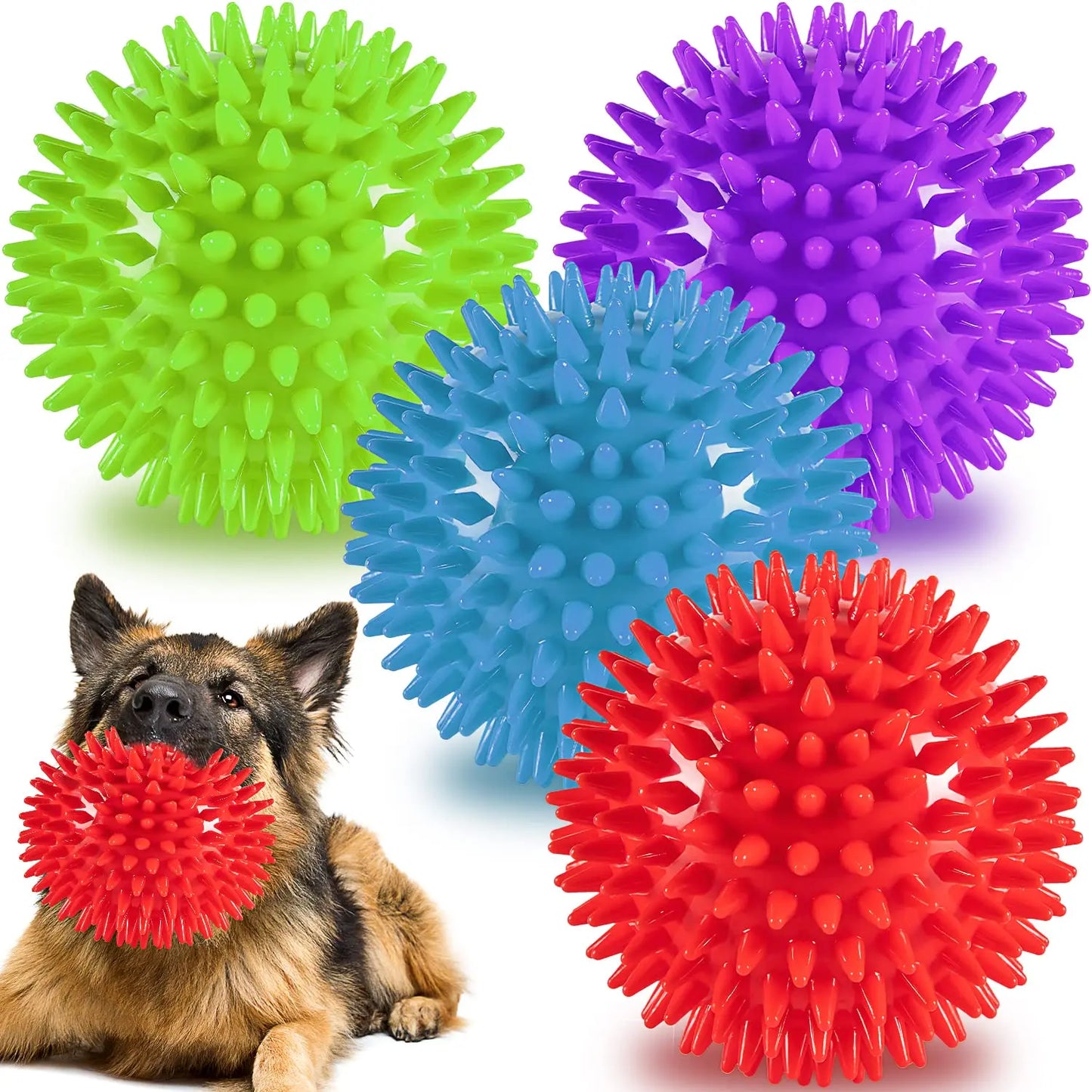 4.5” Tough Squeaky Dog Balls 4-Pack for Large Breeds