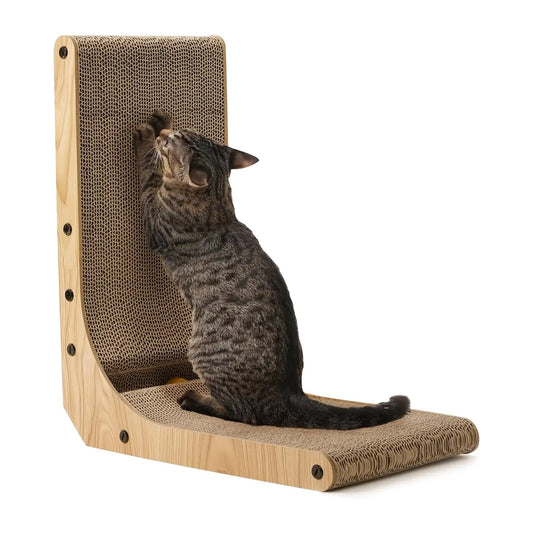 L-Shaped Cat Scratcher Lounge 18.7 Inch with Toy - Shopinapets