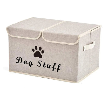 Geyecete Spacious Dog Storage Box - Foldable Linen Container with Lids and Handles (Beige) - Shopinapets