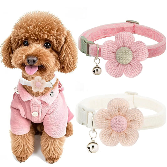 Floral Charm Small Dog Collar with Bell - Shopinapets