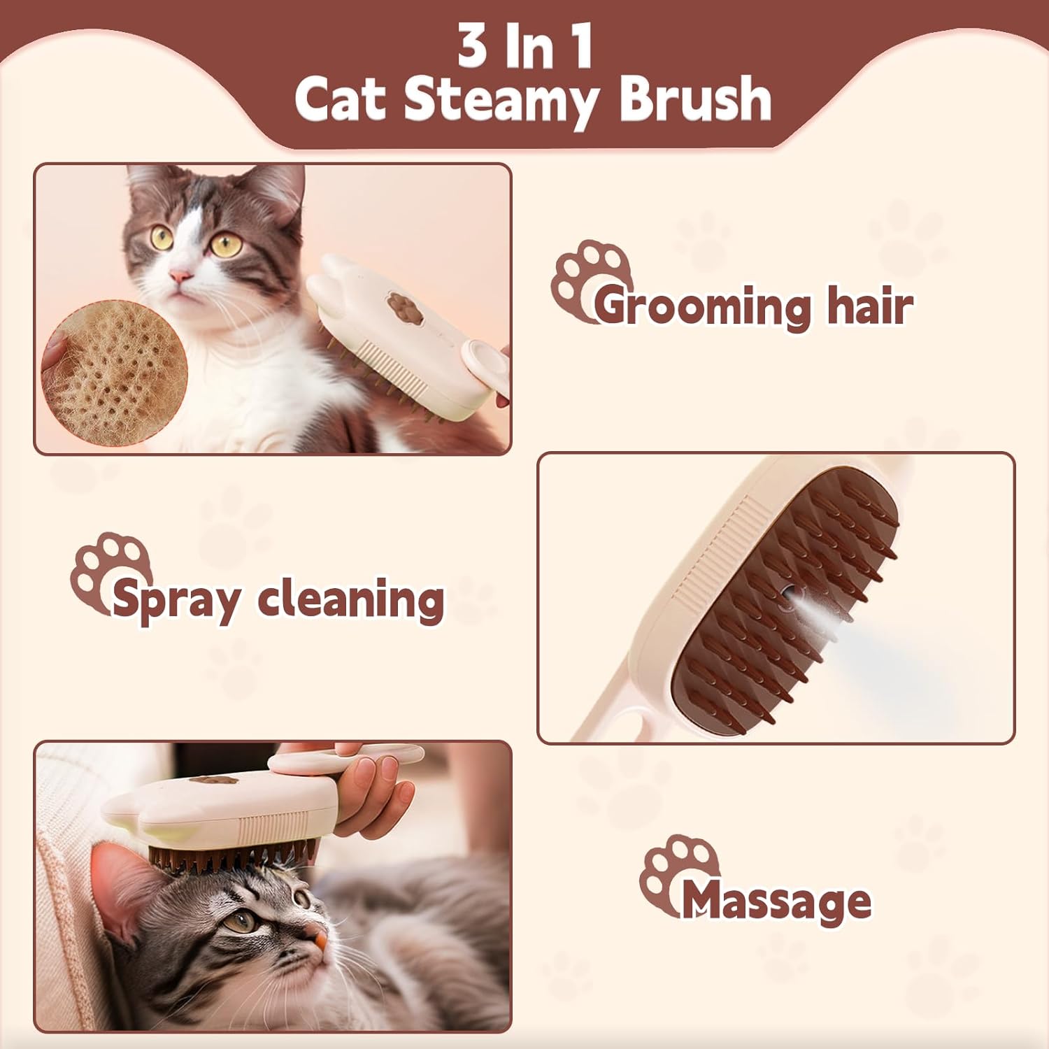 3-in-1 Pet Steam Brush for Dogs and Cats - Shedding Massage, Grooming, Water Sprayer - Shopinapets  3-in-1 Pet Steam Brush for Dogs and Cats - Shedding Massage, Grooming, Water Sprayer Shopinapets #