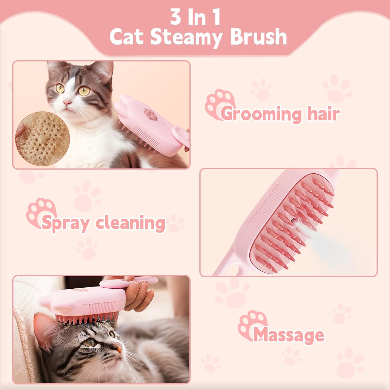 3-in-1 Pet Steam Brush for Dogs and Cats - Shedding Massage, Grooming, Water Sprayer - Shopinapets  3-in-1 Pet Steam Brush for Dogs and Cats - Shedding Massage, Grooming, Water Sprayer Shopinapets #