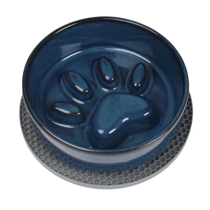 AcromyrmexGulf Slow Feeder Dog BowlsCeramic Bowl for Cats and DogsDog Bowlswith Non-Slip Silicone Matpet Bowl for Small Dogs and CatsSlow Down Eating6.2 inches Blue pet Bowl