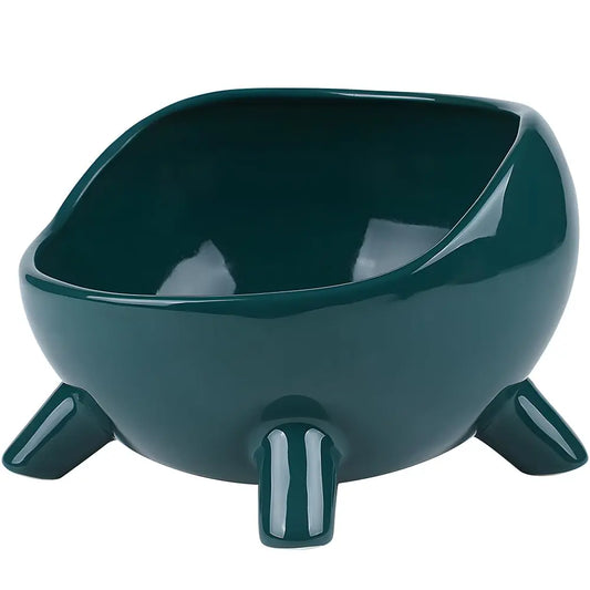 CERAMIC CHARM Cat & Dog Bowl - 10oz Four-Legged Cute Food Dish (Deep Green) - Shopinapets