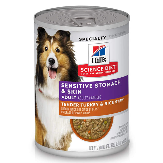Hills Science Diet Adult Sensitive Digest & Skin Turkey Rice Stew 354g (12 Pack)