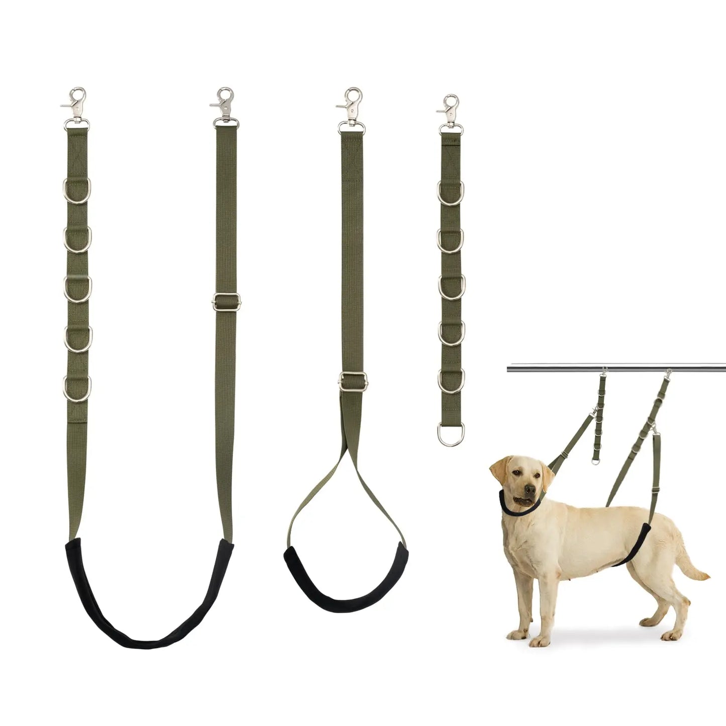 AdjustaGroom Army Green Dog Grooming Restraints - Shopinapets