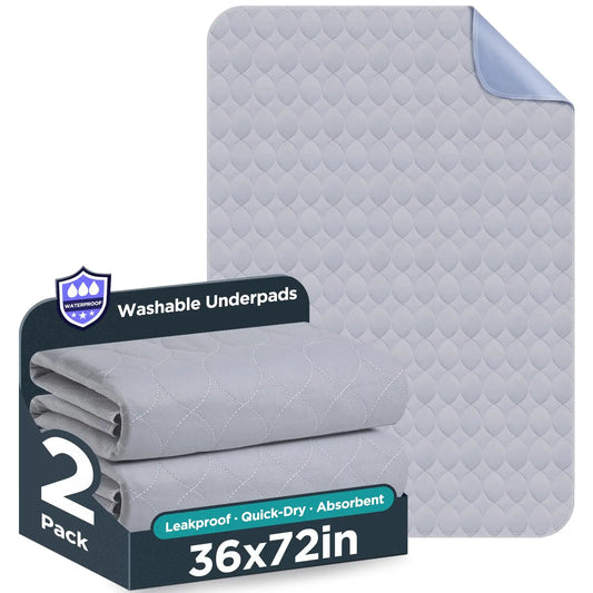 Reusable 36x72 Incontinence Bed Pads - Grey 2-Pack - Shopinapets
